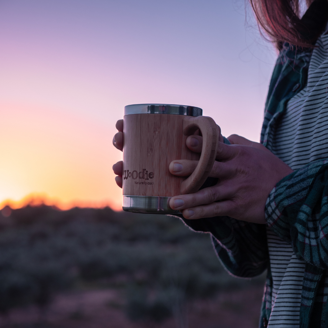 Stainless steel mug with natural bamboo coating - 280 ml