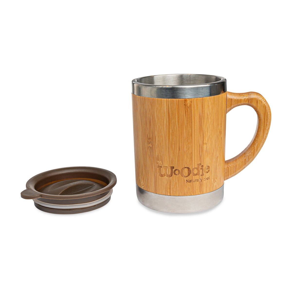 Stainless steel mug with natural bamboo coating - 280 ml