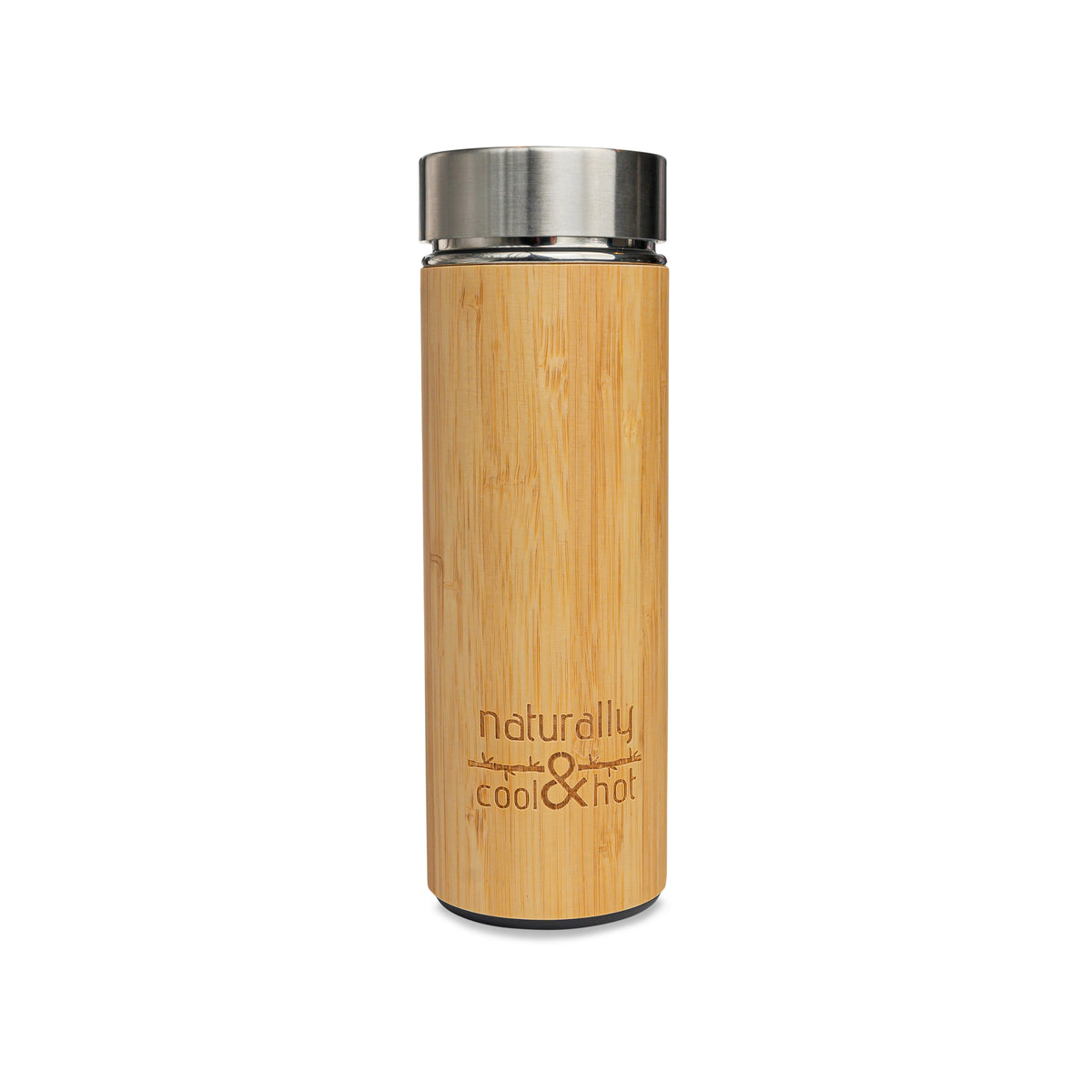 Reusable bottle with natural bamboo coating - 420 ml
