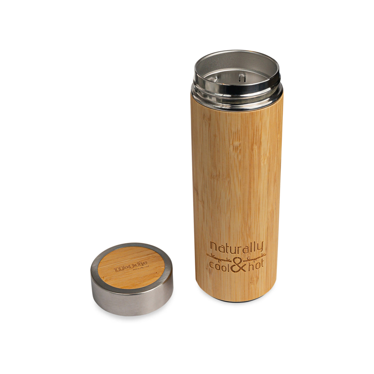 Reusable bottle with natural bamboo coating - 420 ml