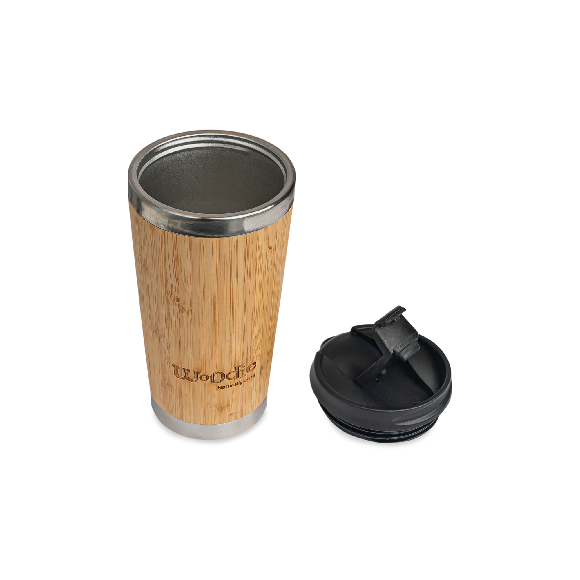 Stainless steel mug with natural bamboo coating - 430 ml